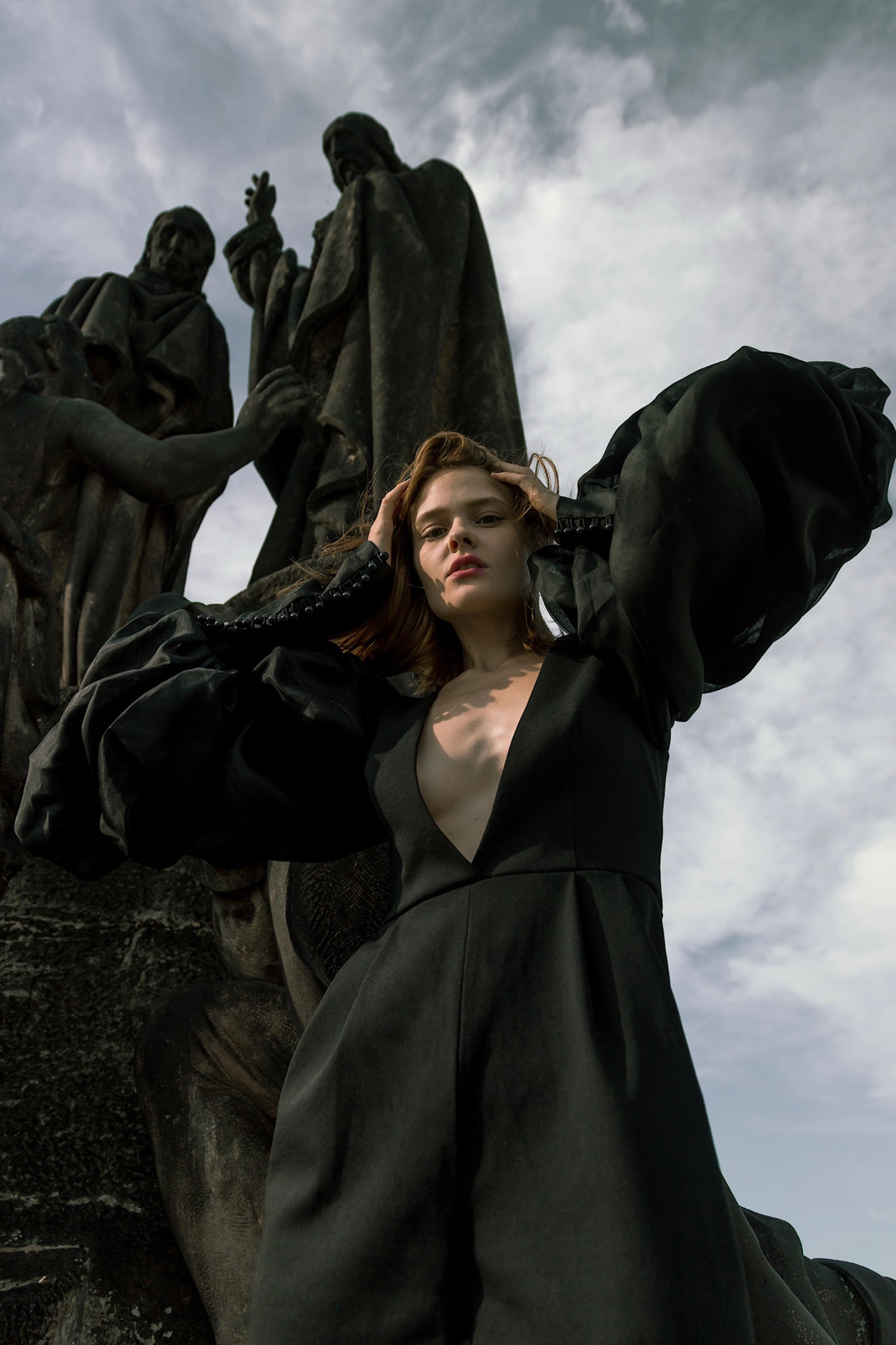 Jumpsuit With Oversized Silk Sleeves