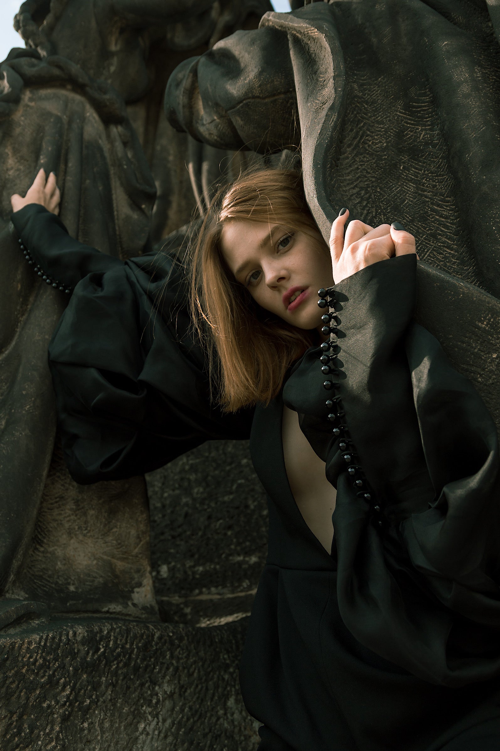 Jumpsuit With Oversized Silk Sleeves