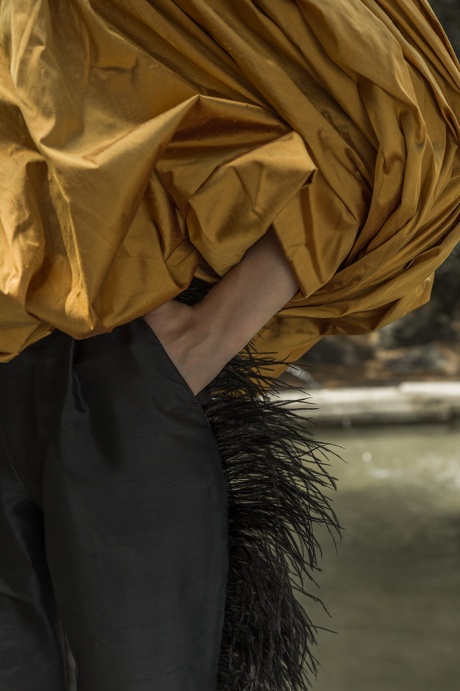 Silk Top with Silk Feather Trousers
