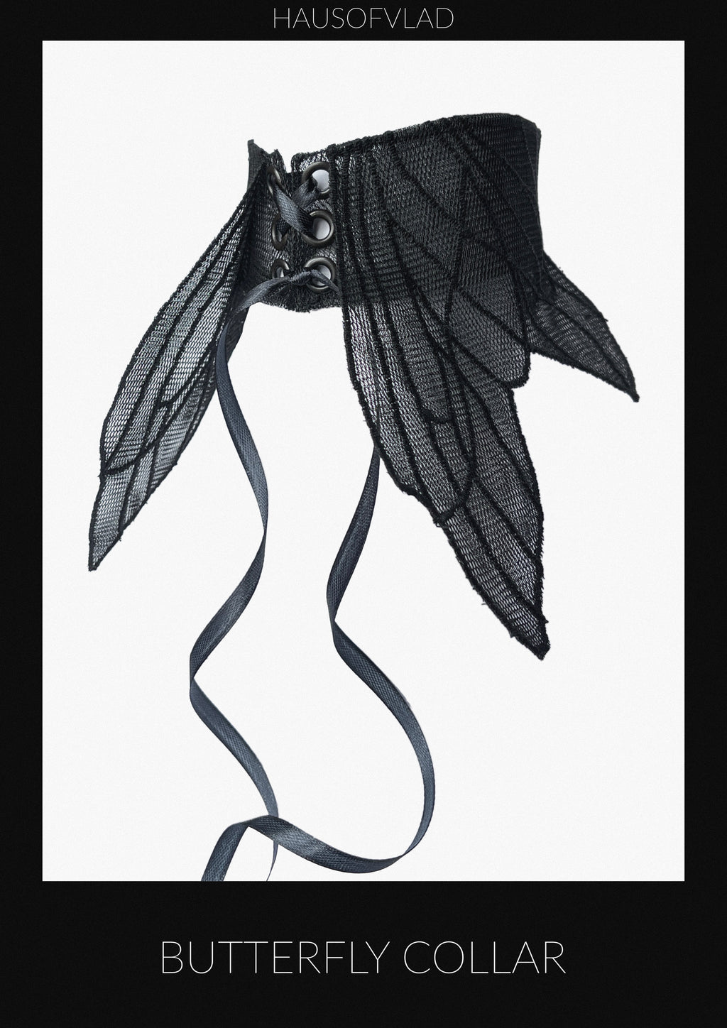 Butterfly Collar – Detachable Black Tulle Embroidered Neckpiece