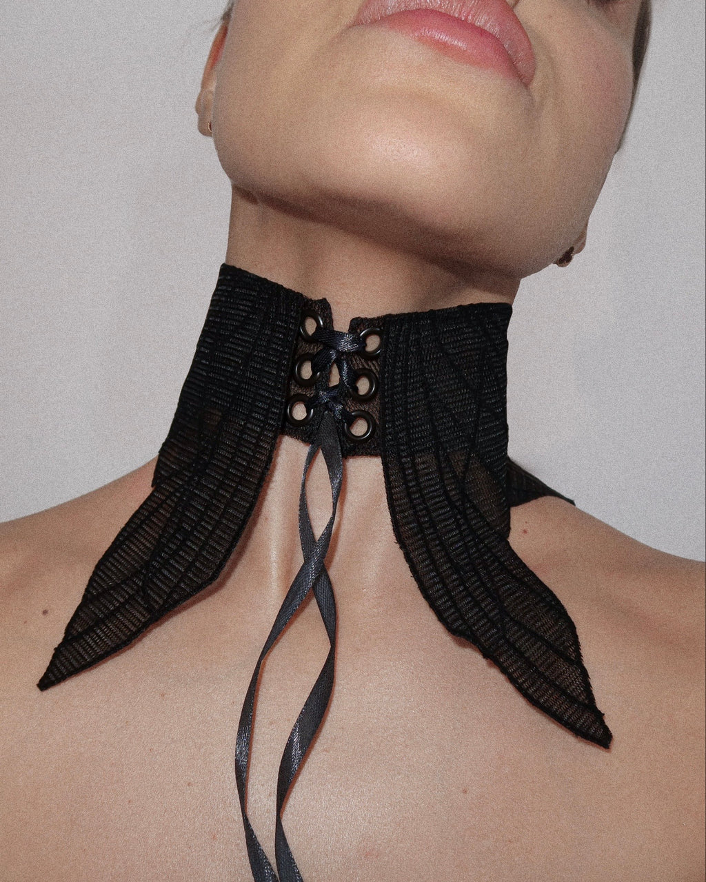 Butterfly Collar – Detachable Black Tulle Embroidered Neckpiece