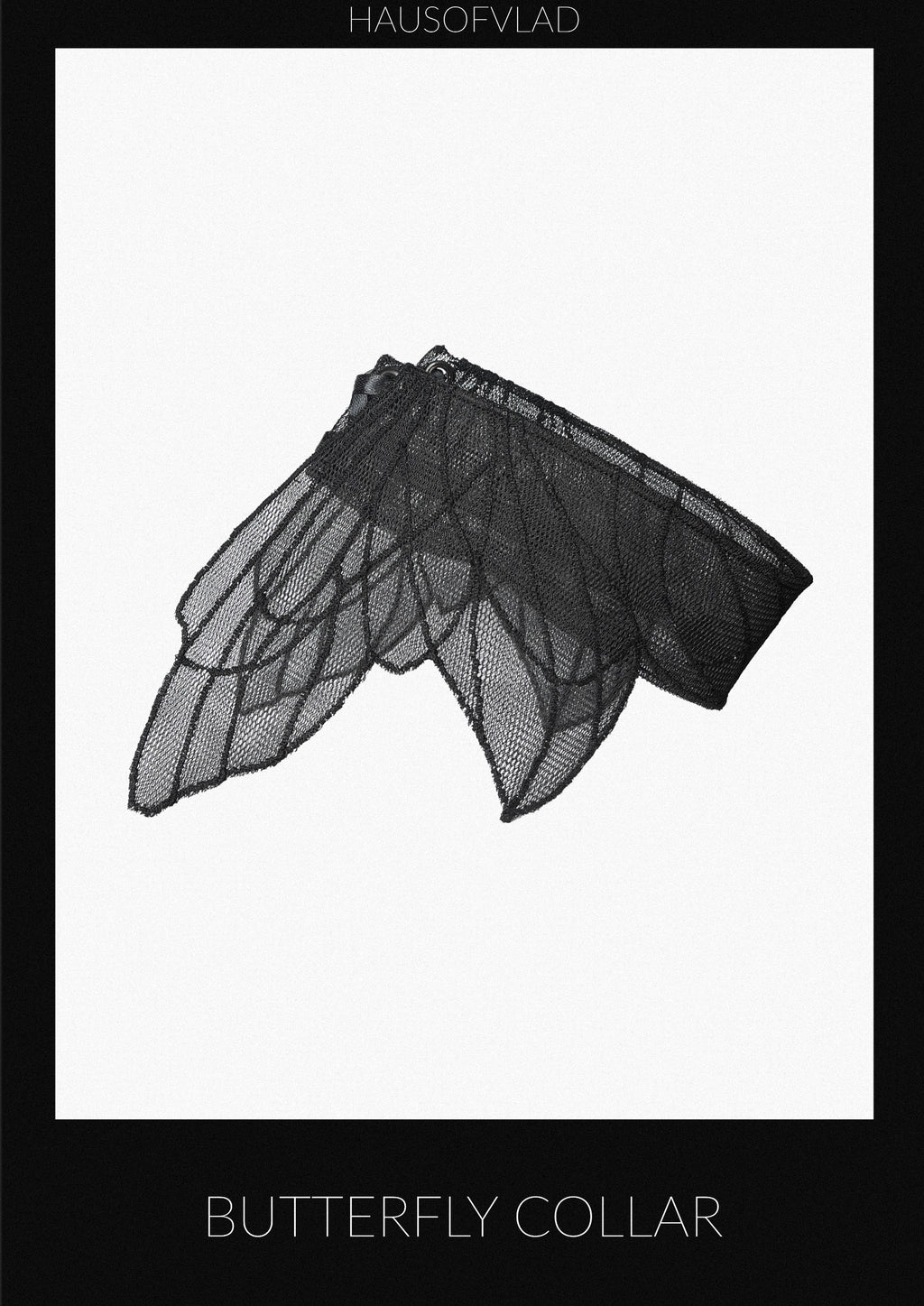 Butterfly Collar – Detachable Black Tulle Embroidered Neckpiece