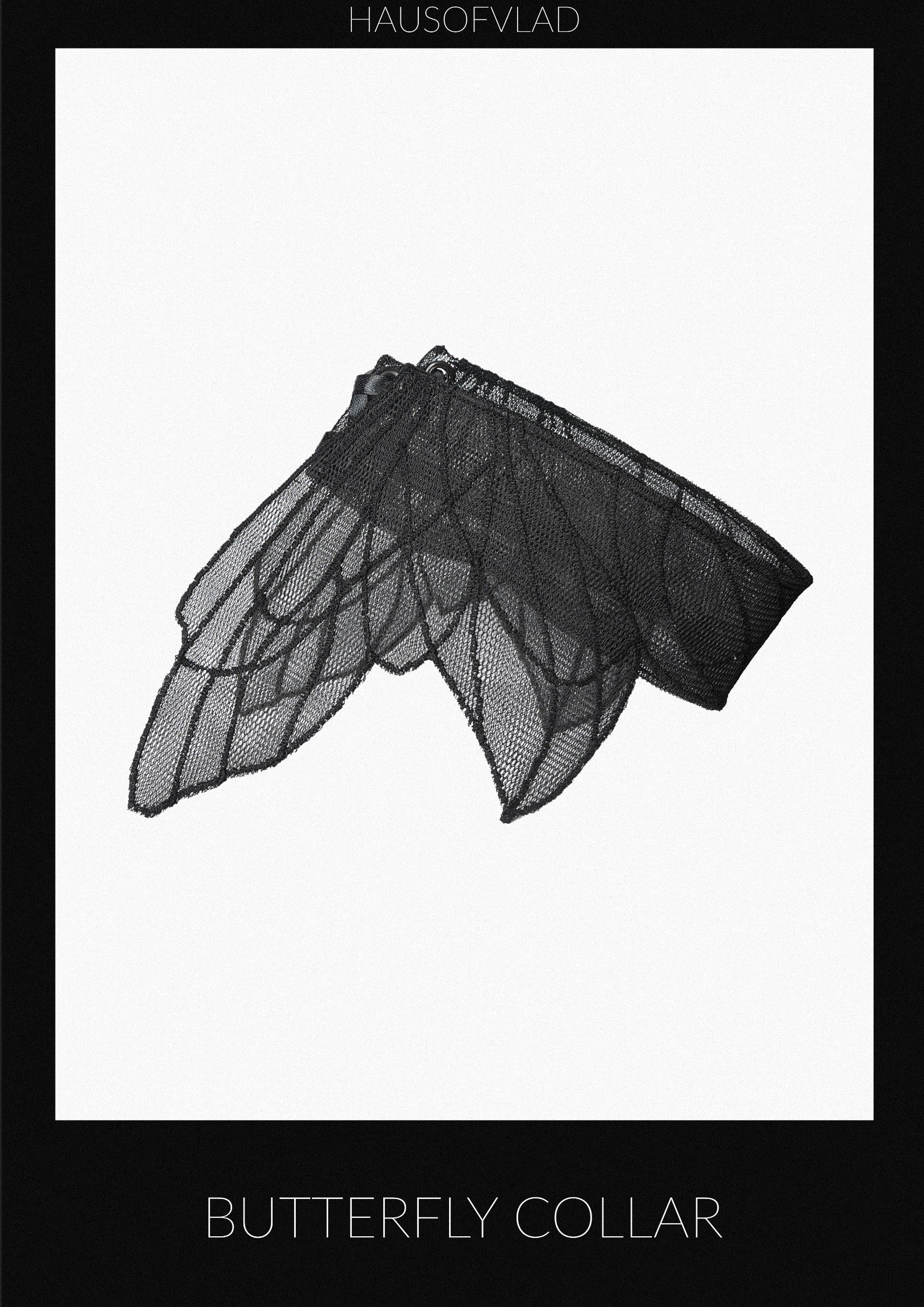 Butterfly Collar – Detachable Black Tulle Embroidered Neckpiece